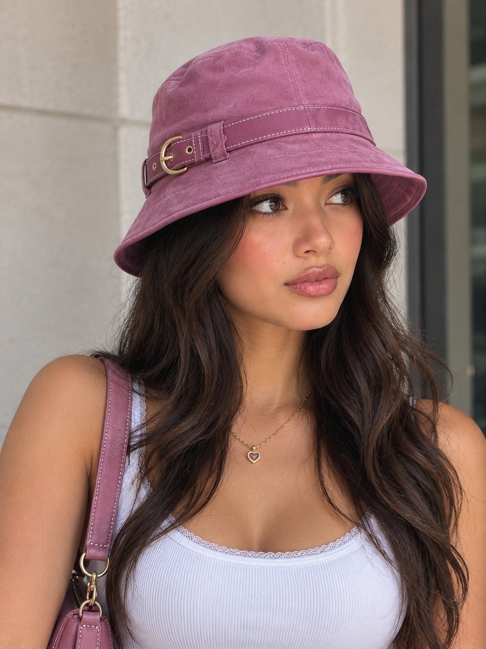 Coach Soho Vintage Suede Buckle Bucket Hat NWT Small
